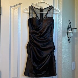 Hailey Logan Black silk dress with mesh top and zipper back